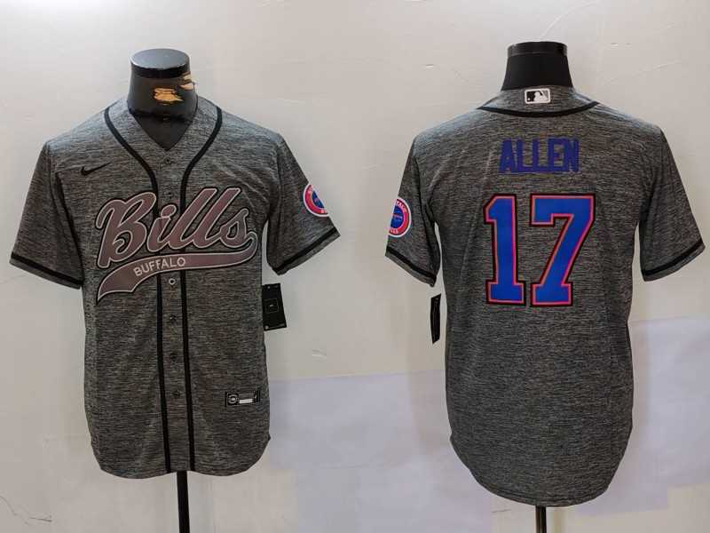 Men%27s Buffalo Bills #17 Josh Allen Grey Team Cool Base Stitched Baseball Jersey